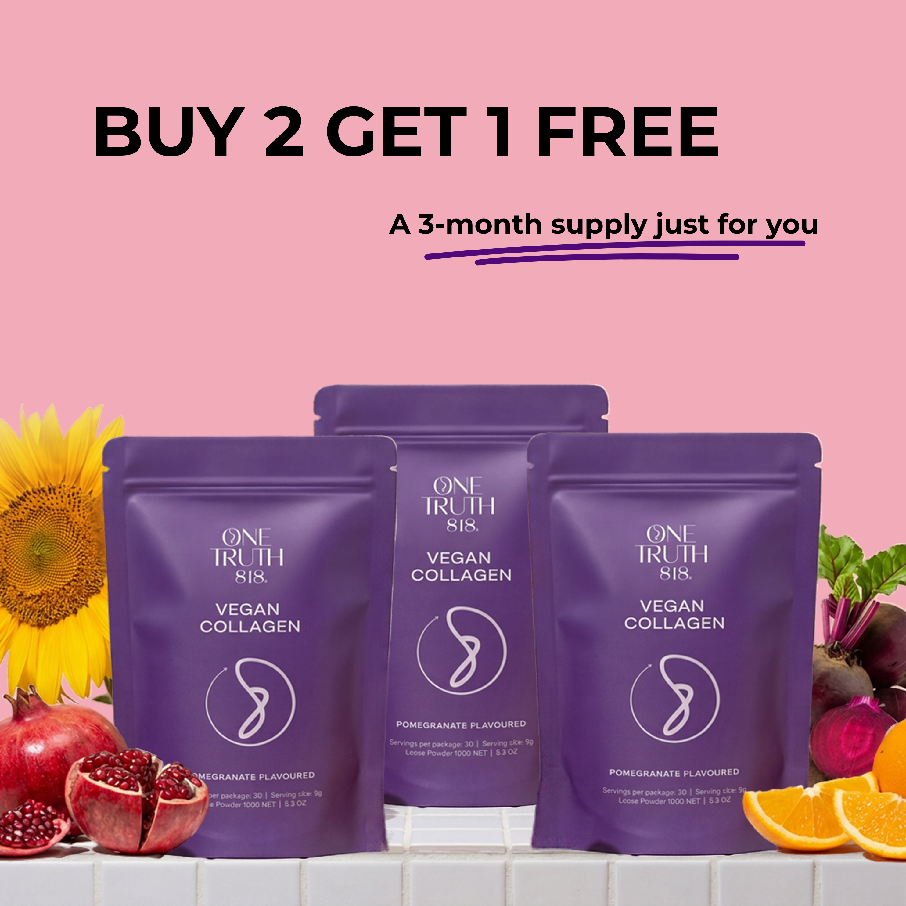 One Truth 818 Vegan Collagen - 90 Day Supply